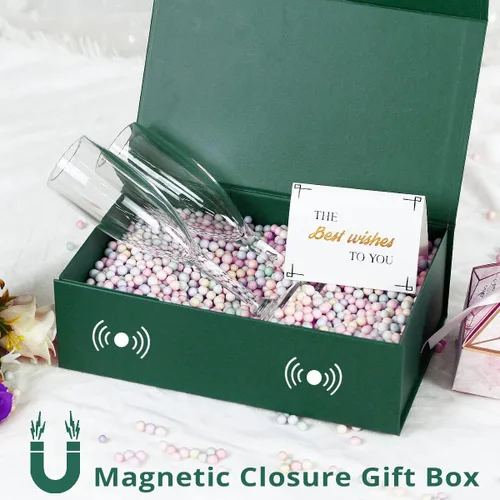 Miniatura 6 de Caja de Regalo 12" x 6" x 4" Pulgadas, Caja de Regalo Grande con Tapa, Cajas Verde Bosque para Regalos, Cumpleaños, Día de San Valentín, Día