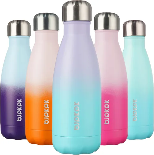 Miniatura 82 de BJPKPK Botellas de agua de acero inoxidable con aislamiento de 17 onzas, mantiene el frío y el calor, brillante oro rosa Oro rosa brillante