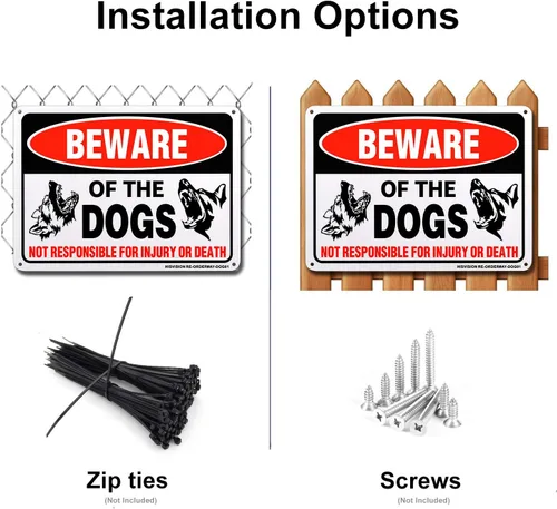 Miniatura 3 de Letrero con texto en inglés "Beware of Dog", paquete de 2 letreros de 10 x 7 pulgadas, libre de óxido, 40 aluminio, impresión UV, gráficos Rojo-2