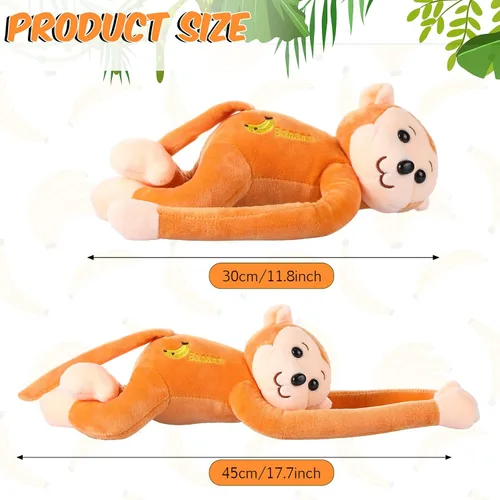 Miniatura 5 de Aoriher Paquete de 4 monos de peluche colgantes de 17.8 pulgadas con cierres de gancho y bucle, regalos de juguetes de peluche para adultos