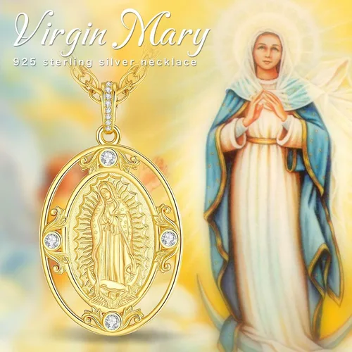 Miniatura 33 de CELESTIA Medallas de plata de ley 925 San Miguel/San Cristóbal/San Benito/San Gabriel/Virgen María/Jesús/Caravaca/Metatrón/Sello de los Siete