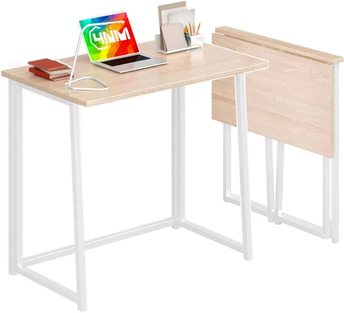 Miniatura 10 de 4NM Escritorio Pequeño Móvil Plegable de 23.6", Mesa de Computadora con Ruedas Plegable para Casa y Oficina, Mesa de Escritura y Estudio