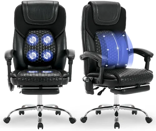Miniatura 15 de MALOL Silla de oficina de masaje de 300 libras, silla de escritorio grande y alta con 3 niveles de calor y reposapiés, silla ejecutiva ergonómica