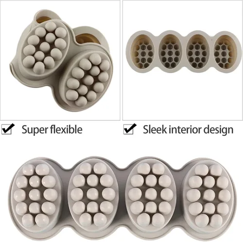 Miniatura 2 de Molde de silicona para jabón, molde ovalado de 4 cavidades, molde de jabón para masaje, galletas, chocolate, pastel, bandeja para manualidades Gris