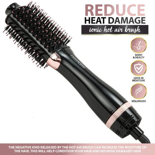 Miniatura 3 de Cepillo secador de pelo redondo - Cepillo secador de aire caliente para mujeres para secar el cabello, peinar y dar volumen (negro)