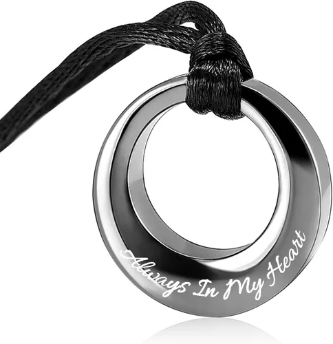 Miniatura 17 de Hearbeingt Collar de urna de cremación para cenizas para mujeres y hombres, colgante conmemorativo de la eternidad del círculo de la vida, joyería
