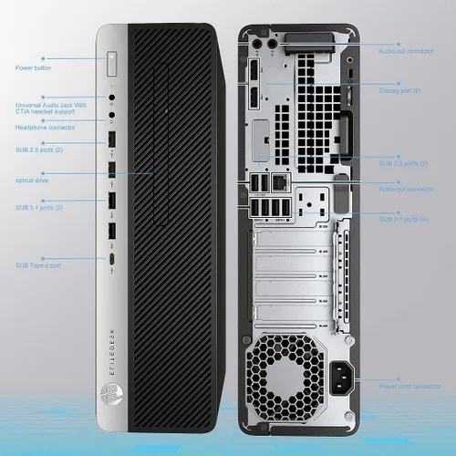 Miniatura 6 de HP Elitedesk 800 G3 SFF PC de sobremesa - Intel i7-6700, 32 GB de RAM, 512 GB NVMe SSD + 2 TB HDD, Wi-Fi 6 AX200, 2 monitores de 24 pulgadas