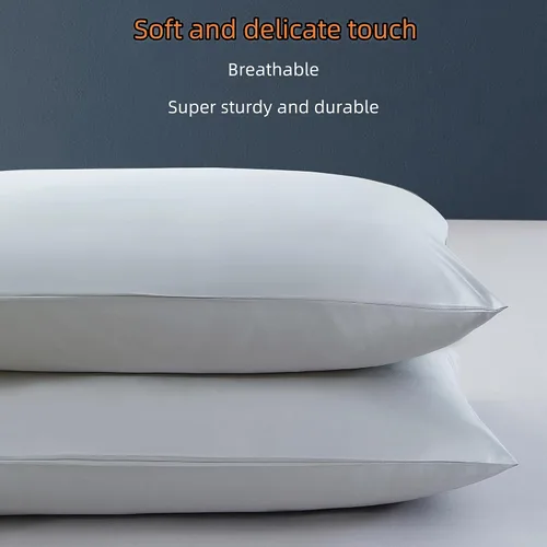 Miniatura 3 de Juego de 2 fundas de almohada de algodón de 1000 hilos tamaño estándar, 100% algodón egipcio tejido satinado, fundas de almohada con cierre de Beige