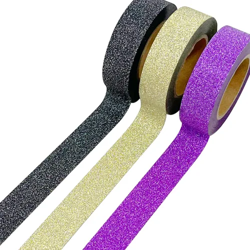 Miniatura 8 de allydrew Cintas adhesivas Washi con purpurina y brillo (juego de 3), estrellas plateadas con purpurina