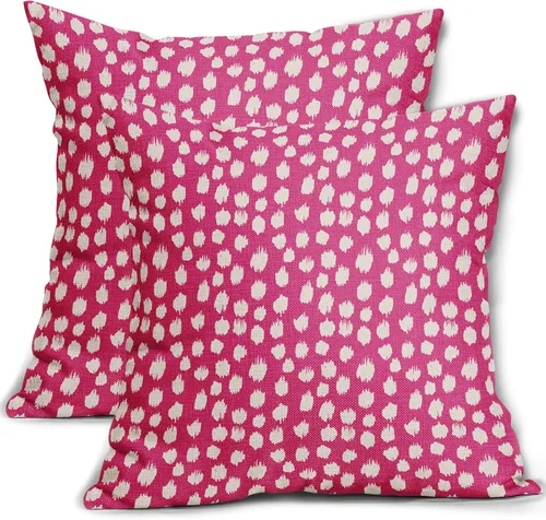 Miniatura 67 de Fundas de almohada marrón y blancas de 18 x 18 pulgadas, juego de 2 almohadas boho grises con lunares, fundas de almohada modernas estampadas