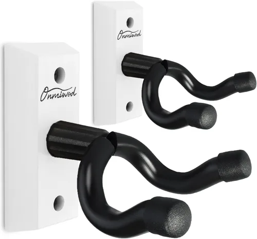 Miniatura 13 de Onmiwod Soporte de pared para guitarra, paquete de 2 unidades, colgador de guitarra de madera dura de ceniza, soporte de pared para guitarra