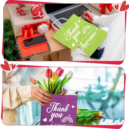 Miniatura 6 de Qeeenar 24 bolsas de regalo de agradecimiento a granel con asa para CNA Week bolsas de papel de agradecimiento a empleados medianos de 6 x 8 x 3