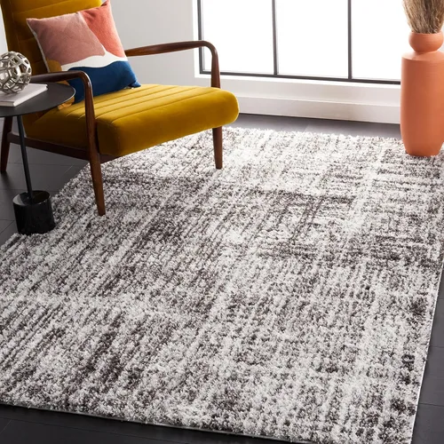 SAFAVIEH Berber Shag Collection - Alfombra decorativa, 4 pies 5 pulgadas x 6 pies 5 pulgadas, gris y gris oscuro, no desprende pelusa y de fácil