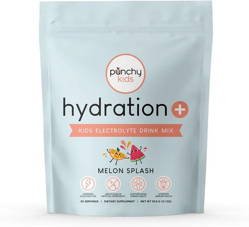 Hydration+ - Mezcla de bebida de electrolitos para niños, cero azúcar, apoyo inmunológico y óseo con vitamina D, zinc y K2, cuchara de polvo de