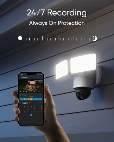 Miniatura 5 de eufy Security Floodlight - Cámara con cable E340 2pack+Homebase3, cámara de seguridad al aire libre, panorámica e inclinación de 355°, grabación