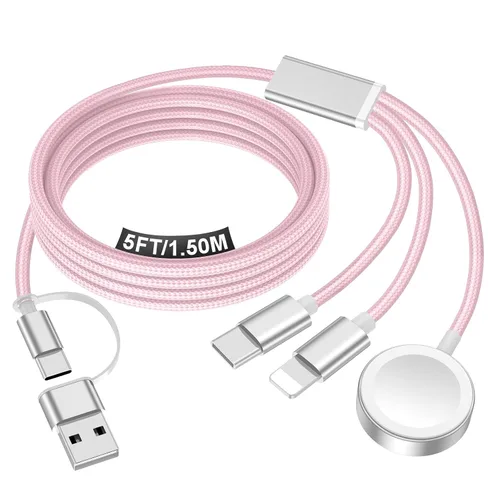 Miniatura 23 de Esenciales de viaje para cargador de Apple Watch, cargador de iPhone, cable de carga de viaje 3 en 2 tipo C/Lightning/magnético, cable de carga