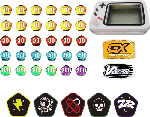 Miniatura 6 de Contadores de daño y estado para juego de cartas coleccionables Juego de 31fichas de efecto acrílico Combatible (31)