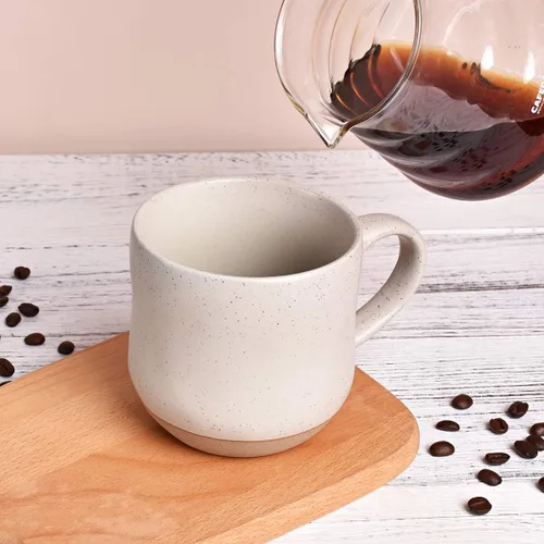 Miniatura 5 de Bosmarlin Taza grande de cerámica moteada para café, 17 onzas, apta para lavavajillas y microondas (blanco, 1)