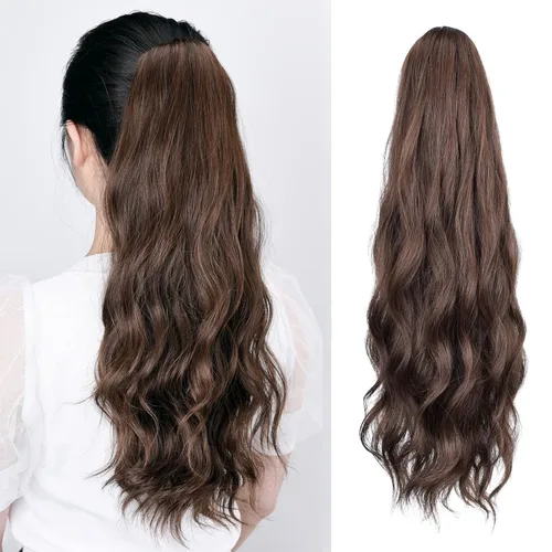 Miniatura 24 de Extensiones de cola de caballo de cabello rubio, extensiones de cola de caballo para mujer, pinza de extensiones de cabello rizado de 12 pulgadas