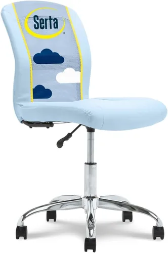 Miniatura 16 de Silla de escritorio Serta Essential sin brazos, sillas pequeñas de escritorio con ruedas, respaldo de malla transpirable y cuero sintético, asiento