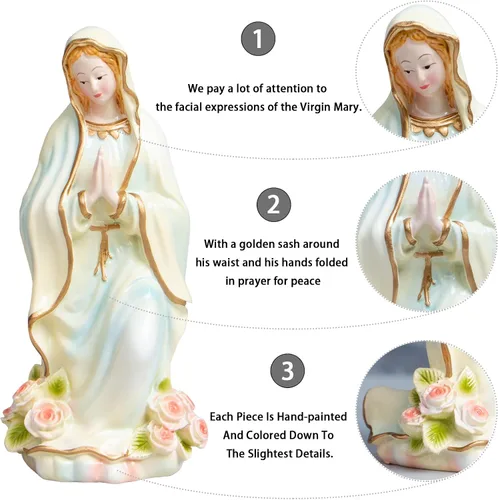 Miniatura 4 de Estatua de la Virgen María, 4.8 pulgadas, estatuas católicas de la Virgen Madre María, adecuadas para decoración religiosa y colección y uso