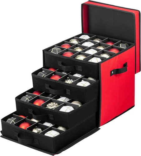 Miniatura 13 de Caja de almacenamiento grande de adornos navideños de alta calidad, con apertura lateral, bandejas estilo cajón, compartimento de 3 pulgadas, 8