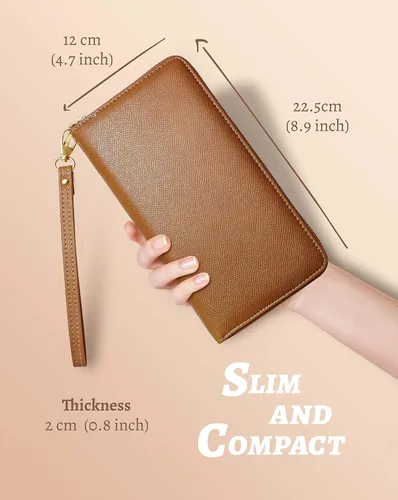 Miniatura 6 de Cartera para mujer con tarjetero para tarjetas de crédito, bolsillos para dinero, correa de pulsera, monedero con bloqueo RFID, gran capacidad