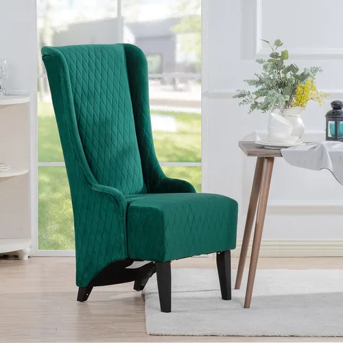 Miniatura 10 de Sillas copetudas de tela gris para comedor y sala de estar, acento acolchado, silla esquinera lateral de ala ancha de 23 pulgadas, asiento grueso