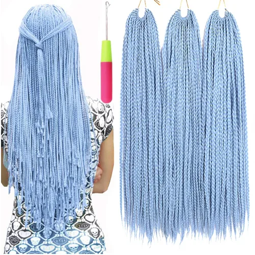 Miniatura 49 de Extensiones de cabello trenzado tipo box de 24 pulgadas, hechas a mano, para mujeres y niñas, extensiones de cabello trenzado, 24#, 3 paquetes, 22