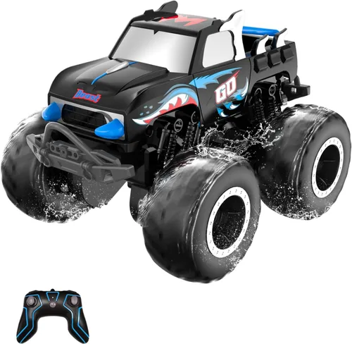 Miniatura 11 de STEMTRON Coche de control remoto anfibio 2.4GHz 1:20 todo terreno todoterreno RC coche control remoto barco regalos para niños niños rojo Rojo Suv