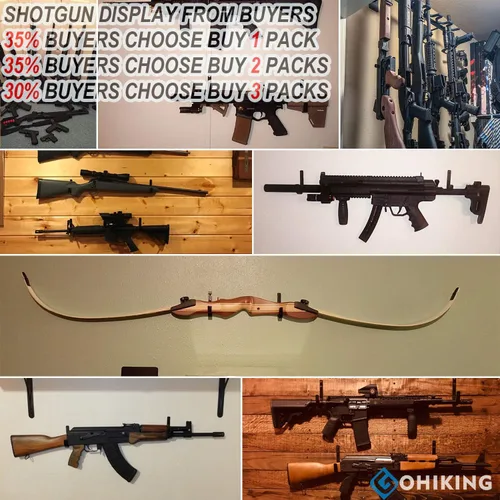 Miniatura 6 de GOHIKING Perchero de almacenamiento para rifles, ganchos para escopeta, ganchos de montaje en pared para cualquier rifles, escopetas, arco de tiro