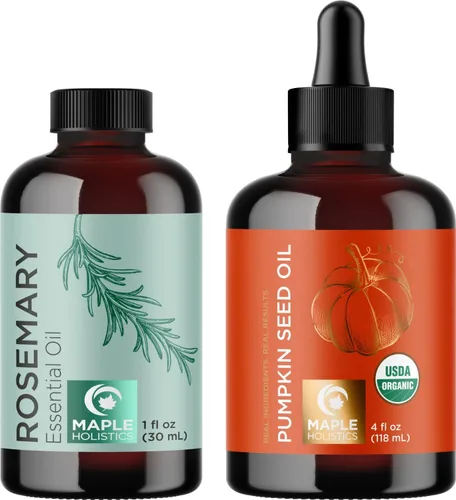 Juego de tratamiento natural para el crecimiento del cabello, aceite de semilla de calabaza orgánico, aceite esencial de romero puro