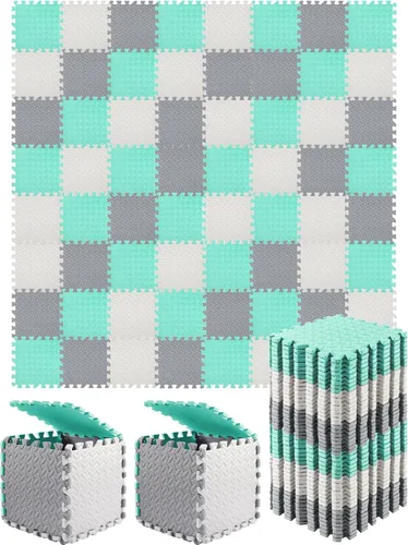 Miniatura 9 de Shihanee Azulejos de Piso de Espuma para Bebés, Tapetes de Piso de Espuma, Tapetes de Juego a Granel con Bordes Entrelazados para Sala