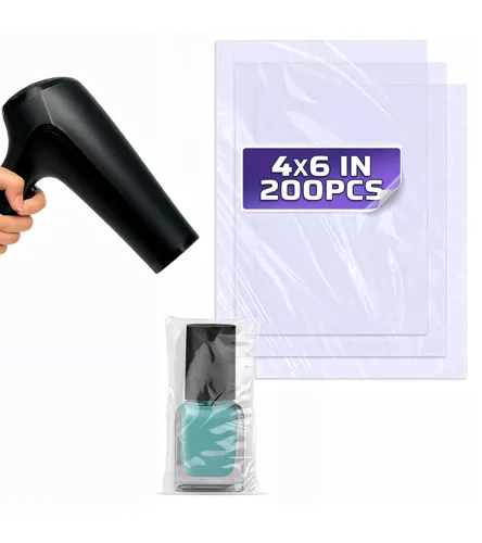 Miniatura 12 de 200 bolsas termorretráctiles – 3 tamaños 3.93 x 5.90 (120) 7.67 x 9.64 (50) 9.64 x 11.61 (30) – Película de PVC transparente para regalo seguro