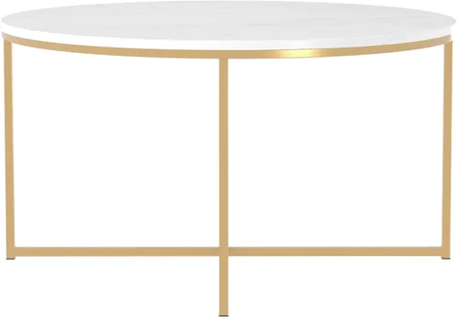 Miniatura 4 de Walker Edison - Mesa redonda moderna para café, para sala de estar, de nogal/dorada