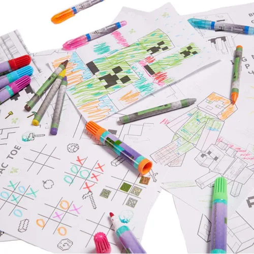 Miniatura 6 de Innovative Designs Minecraft - Juego de actividades de lujo para niños con lata de transporte, hojas para colorear, tatuajes, calcomanías