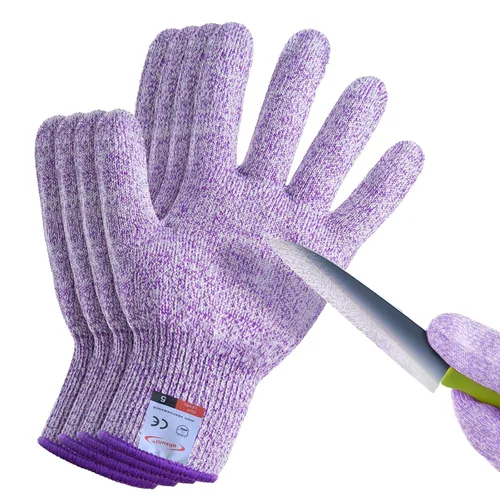 Miniatura 12 de Guantes resistentes a cortes, 4 pares de guantes resistentes a cortes de grado alimenticio, guantes de corte para cocina, pelado de ostras, Gris