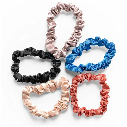 RobeCurls Skinny Scrunch - Coleteros de satén para mujeres y niños, sin arrugas, sin encrespamiento, lazos suaves para el cabello con anillo de