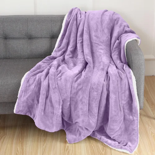 Miniatura 33 de Elegant Comfort Manta de Sofá Reversible de Sherpa Sólida, Manta para Todas las Estaciones - Súper Suave, Acogedora y Afelpada - Manta Decorativa