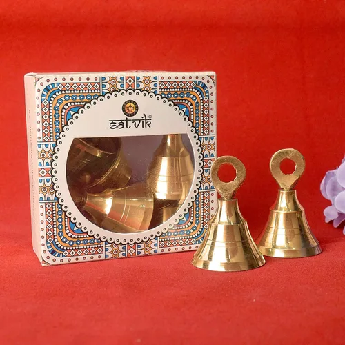 Miniatura 2 de Juego de 6 campanas de latón para colgar en el templo de Pooja Mandir, para el hogar, campanas de Navidad, decoración de árboles, artesanías