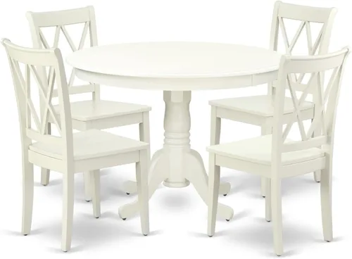 Miniatura 11 de HomeStock El juego de mesa de comedor de 5 piezas incluye una mesa de cocina ovalada con hojas y 4 sillas de comedor Parson de piel sintética