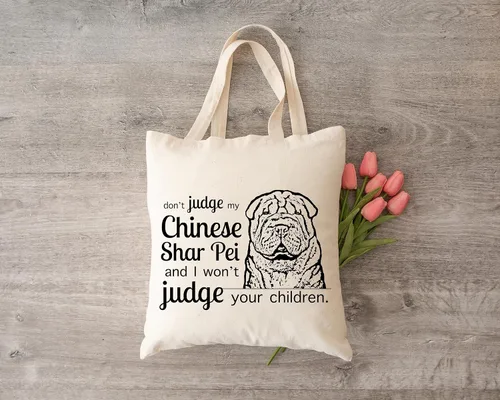 Miniatura 3 de Pet Studio Art Bolso tote Don't Judge My Dog Shar Pei chino