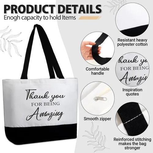 Miniatura 17 de Silkfly 32 piezas inspiradoras bolsa de lona con cremallera reutilizable motivacional bolsa de maquillaje conjunto para mujeres, amigas compañeras