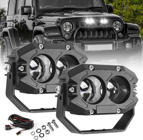 Miniatura 8 de BraveWAY Luces antiniebla ámbar de 4 pulgadas, 80 W, cápsulas LED amarillas de 9600 lúmenes, superbrillantes con arnés, haz de punto amarillo, luces