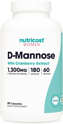 Nutricost D-manosa con extracto de arándano para mujeres, 180 cápsulas para 60 porciones por botella, vegano, sin OMG y sin gluten