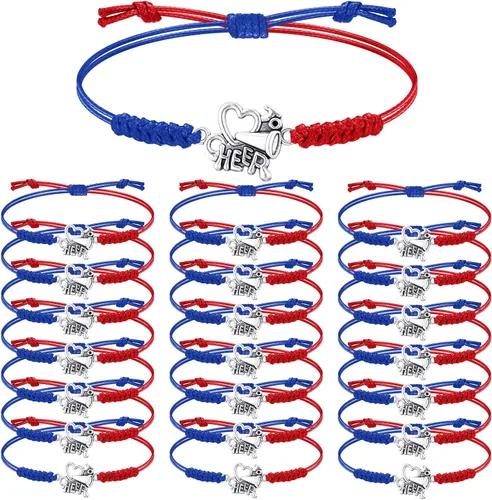 Miniatura 18 de Rtteri 20 pulseras de animadora para niñas, pulseras ajustables para animadoras, regalos para animadoras, accesorios de joyería a granel Naranja
