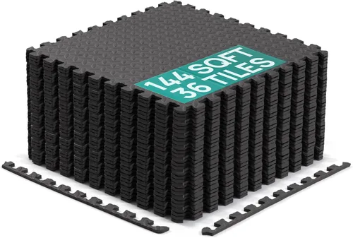 Miniatura 9 de Yes4All 24SQFT-120SQFT - Tapete de ejercicio de rompecabezas para gimnasio en casa, baldosas de espuma EVA entrelazadas con borde