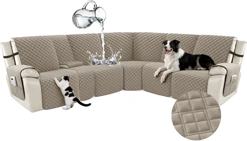 Miniatura 106 de Arfntevss Fundas para sofá seccional reclinable para sofá seccional en forma de L, funda antideslizante lavable para sofá reclinable con forma de L