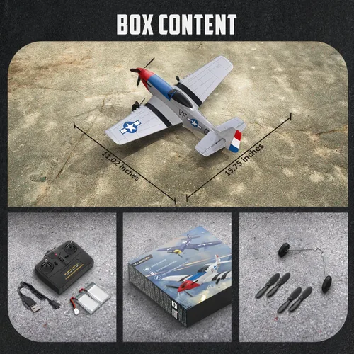 Miniatura 8 de VOLANTEXRC Avión RC de 3 canales con control remoto, avión de combate, juguetes, estabilizador de giro de 6 ejes a 2.4GHz, avión planeador RTF