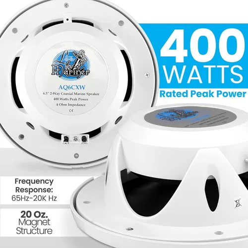 Miniatura 4 de LANZAR Altavoces marinos duales de 6.5 pulgadas + receptor marino estéreo Pyle Bluetooth
